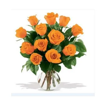 12 Orange Roses in Vase