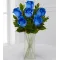 6 Blue Roses in Vase